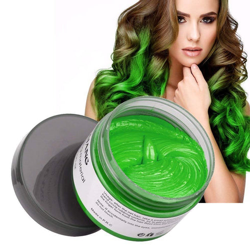 Unisex Hair Wax Color Dye Styling Cream Mud, Washable Temporary Pomade for Natural Hairstyle, Party Cosplay (Green)