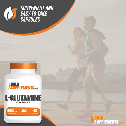 BulkSupplements.com L-Glutamine Capsules, Glutamine Supplement 5000mg, Gluten Free, 6 Capsules per Serving, 340
