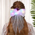 Jeairts Led Veil Bridal Bow Clip, Glowing White Tulle Hair Piece with Clip, Bachelorette Party Accessories for Women