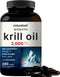 Antarctic Krill Oil 2000mg Supplement - 240 Softgels, Natural Source of Omega-3s, EPA & DHA, No Fishy Aftertaste