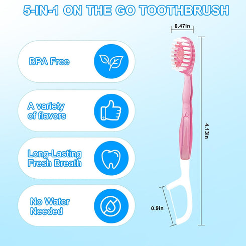 YEAfEAti 5 1 26Pcs 5 1 Set (2) in Toothbrush & Floss, mini toothbrushes with Toothpaste, All in one Oral Care on The