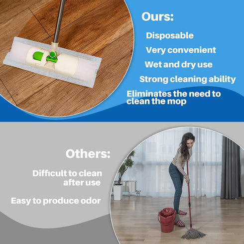 32PCS Dry Mop Pads, Unscented Disposable Cloths for All Purpose Floor Cleaner Mop Refill, Dust Mop