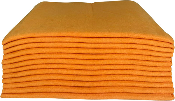 Shammy Cloth Towel Orange Extra Large 12 Pack, Super Absorbent Reusable for Home Kitchen Bathroom Car Pet Stains