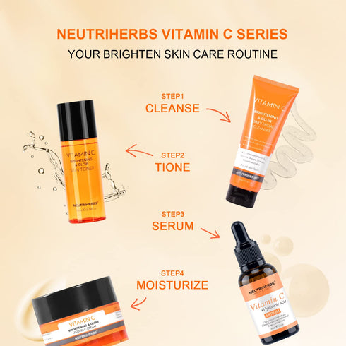 Neutriherbs Vitamin C Face Wash, Daily Cleanser with Aloe & Hyaluronic Acid for All Skin Types, 120ml