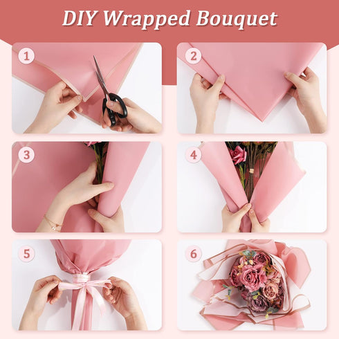 Whaline 30 Sheets Floral Wrapping Paper with Rose Gold Edge, 5 Colors for Wedding Birthday DIY Crafts