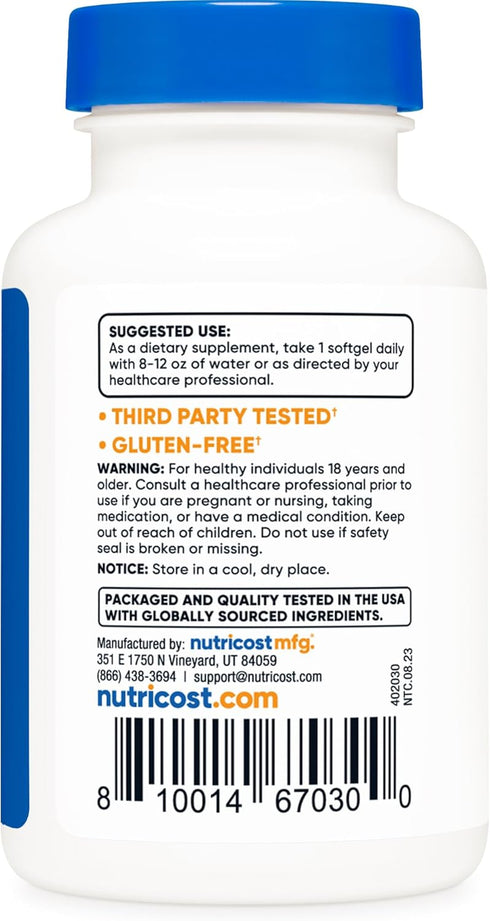 Nutricost Zeaxanthin with Lutein 20mg - 120 Softgels Potent Non-GMO, Gluten Free for Eye Health
