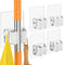 Batur Broom Holder Wall Mount, 4 Pack Anti-Slip Mop and Broom Organizer, Adhesive Hanger for Bathroom Kitchen Laundry