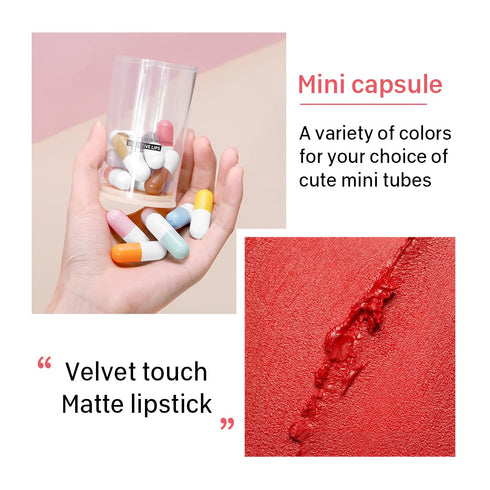 KISSIO Mini Lipstick Set, 16PCS Matte Lipstick in 16 Colors, Travel Friendly, Velvety Waterproof Long Lasting