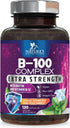 B Complex Vitamins with Folate, 120 Vegan Capsules, Energy, Brain & Immune Support for Women & Men