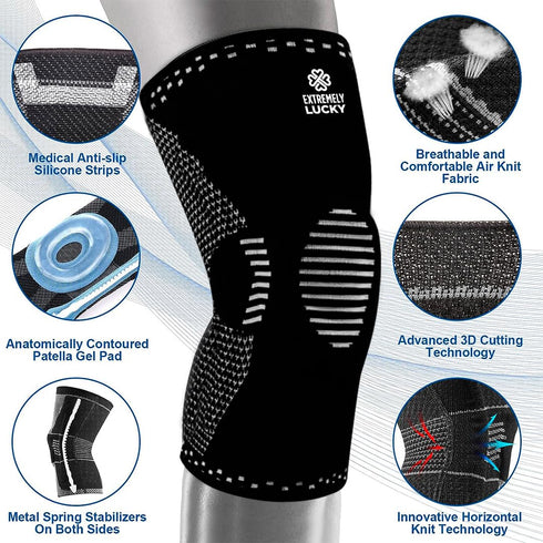 Knee Brace for Pain Relief and Support, Includes Patella Gel Pad, Ideal for Meniscus Tears, Arthritis (Large)