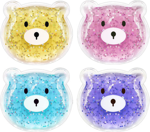 Kids Reusable Gel Ice Pack (4 Pcs), Cute Boo Boo Ice Pack for Injuries, Lunch Ice Pack, Pain Relief, Fever, Headaches