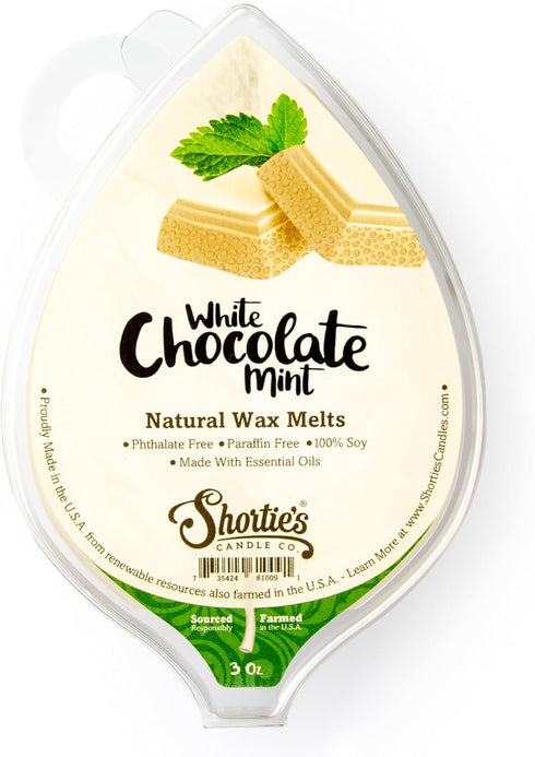 Shortie's Candle Company White Chocolate Mint Natural Soy Wax Melts - 1 Highly Scented 3 Oz. Bar