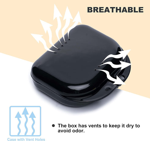 BOOMIBOO Retainer Case with Vent Holes, 4 Pcs Durable Denture Cases in Black, White, Yellow, and Blue
