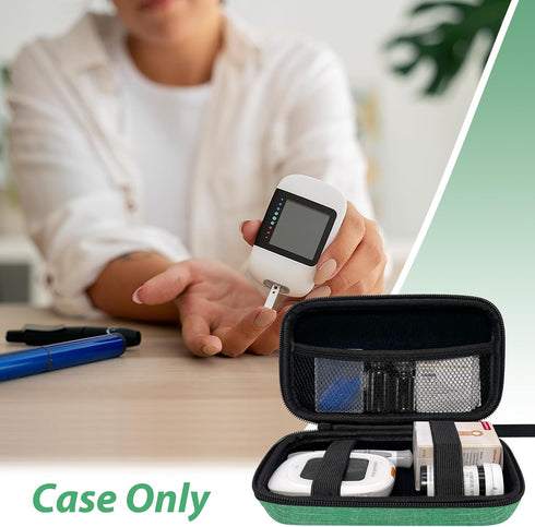 Diabetic Supplies Travel Case, Organizer for Diabetes Testing Kit, Blood Glucose Monitor Kit (Case Only) (Green)