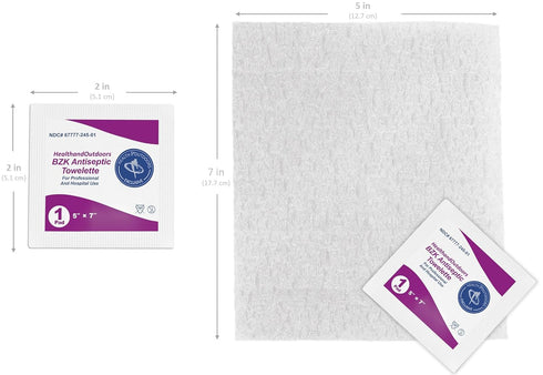HAO 5" 7" (125 Count) BZK Antiseptic Moist Towelette x Wipe Hand & Body Cleansing Wet Napkins Alcohol-Free Individually