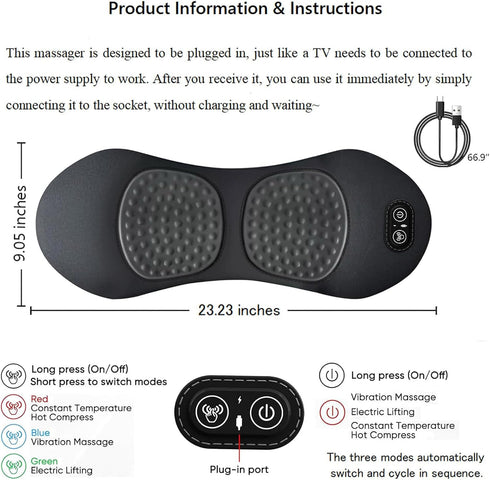 Yanzhenglip 2025 3 1 Smooth Spine Triple Fusion Back Massager, Upgraded in Neck Shoulder Backs Massagers with Traction