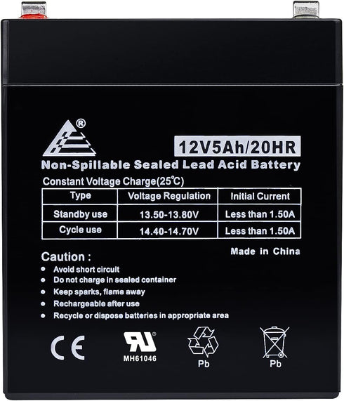 ECI Power 12V 5AH VRLA AGM Rechargeable Battery for LiftMaster 485LM, Craftsman 53918, Garage Door Opener