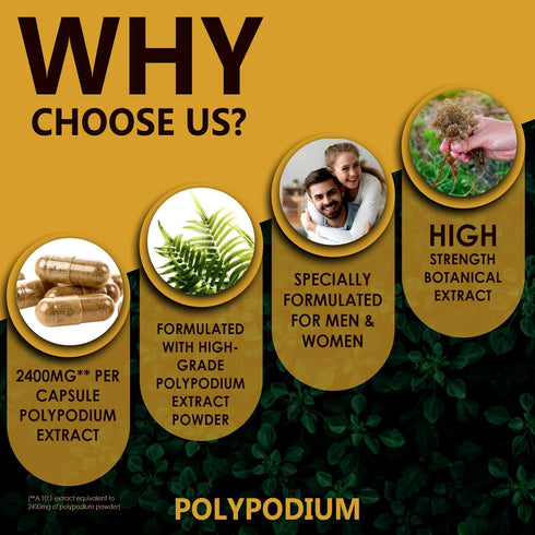 Polypodium Leucotomos Extract 2400mg - 120 Veg Capsules, Supports Natural Healthy Skin Care, Antioxidant, Vegetarian,
