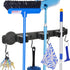 Strong Magnetic Mop Broom Holder - Heavy Duty Hanger with 4 Hooks for Organizing Cleaning Tools in Garage or Kitchen