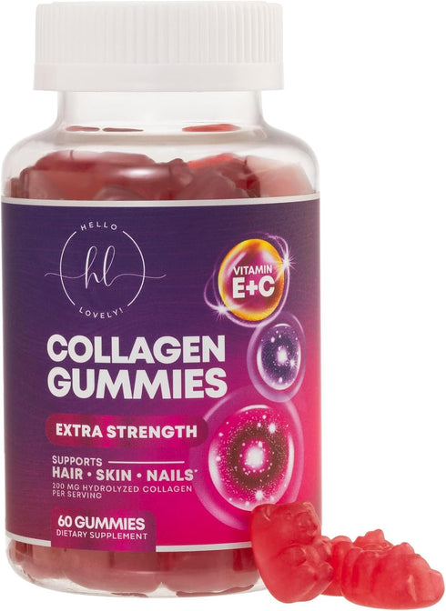 Collagen Peptides Gummies for Women & Men, Extra Strength Hydrolyzed Collagen Supplement for Hair, Skin & Nails