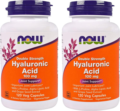 Now Foods Hyaluronic Acid 100 mg, 120 Veg Capsules (Pack of 2)