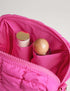 Quilted Makeup Bag, Cute Travel Toiletry Organizer for Women, Hot Pink Puffer Makeup Pouch (M, Hot Pink)
