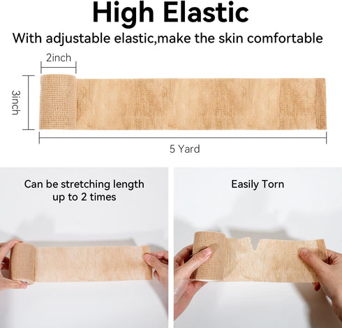 JHGIC 3inch*16rolls) Self Adhesive Bandage Wrap,Bandage Tape,Medical Tape,Vet Tape,Athletic Tape Gauze,for First