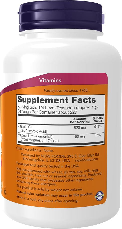NOW Supplements, Magnesium Ascorbate Powder, Buffered, Antioxidant Protection*, 8-Ounce