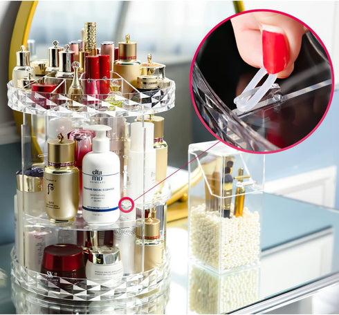 Large Capacity Rotating Acrylic 360 Degree Makeup Organizer 5 Layers Adjustable Cosmetic Storage Standr Best for Perfume Skincare Jewelry Display Dresser by CONHENCI