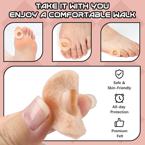 60 Pcs Felt Callus Cushions - Adhesive Foot Callus Pads for Bottom of Foot, Soft Foot Callous Cushions for Pain Relief