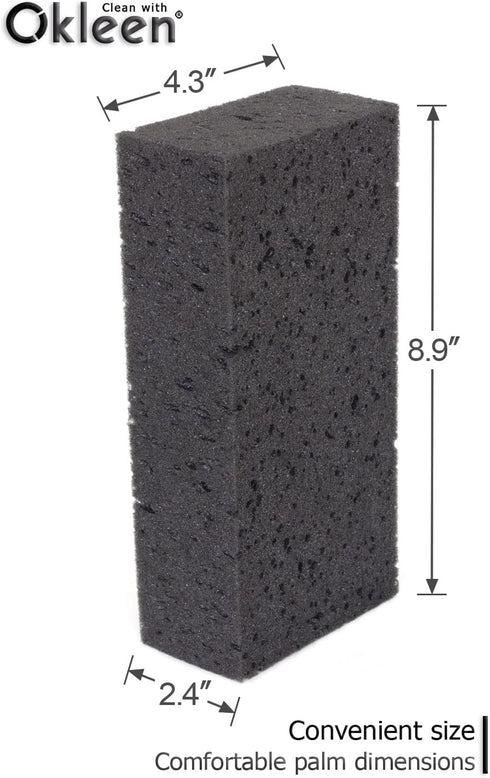 Big Sponge, Made in Europe, 6 Pack, Black, 8.9x4.3x2.4 Inch Extra Large Odorless Commercial Sponge for All Purpose