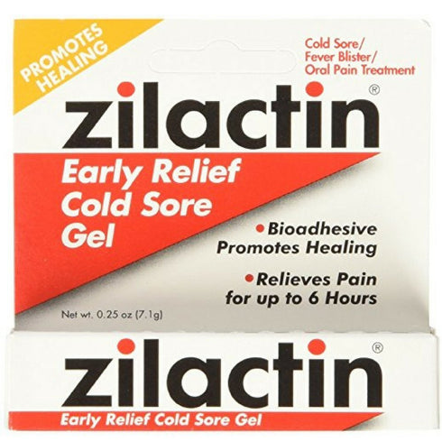 Zilactin Cold Sore Gel - Medicated Gel 0.25 oz (Pack of 2)