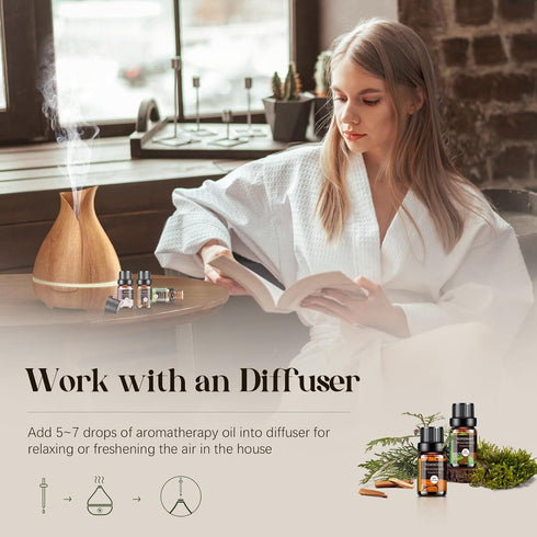 Set 14 (5ml) Woody & Herbal Essential Oils - TOP Fragrance Oil for Diffusers, Aromatherapy, Candle Making - Sandalwood