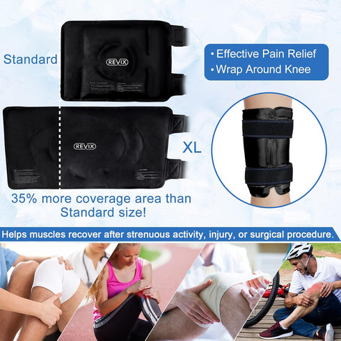 REVIX XL Ice Pack for Knee Replacement Surgery, Cold Compression Wrap for Knee Pain Relief and Swelling