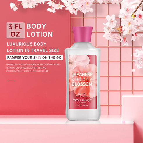 Bath and Body Gift Set for Women & Girls, 3PCS Japanese Cherry Blossom Spa Set - Shower Gel, Body Lotion, Body Mist