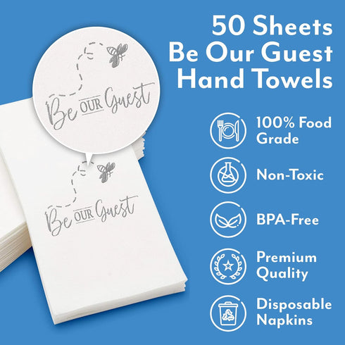 Guest Hand Towels - Disposable Hand Towels with Be Our Guest Message, Pack of 50