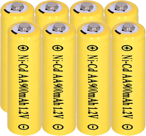 8 Packs 1.2V AA 900mAh Ni-CD Rechargeable Batteries for Outdoor Solar Lights, String Lights, Garden Lights, Solar Wall