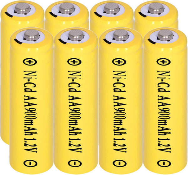 8 Packs 1.2V AA 900mAh Ni-CD Rechargeable Batteries for Outdoor Solar Lights, String Lights, Garden Lights, Solar Wall