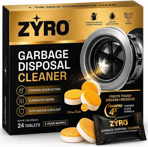 ZYRO PLUS Garbage Disposal Cleaner and Deodorizer | 24 Pack | Kitchen Sink Cleaner
