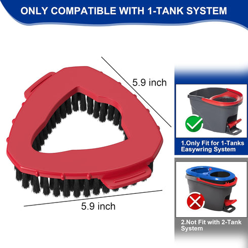 Spin Mop Replacement Head Scrub Brush - for Ocedar EasyWring 1 Tank System, Triangle Scrubber Mop Head for Shower Floor