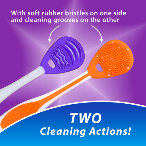 Tongue Cleaner 3-Pack with Gentle Cheek Scraper, Two-Sided Head for Fresh Breath