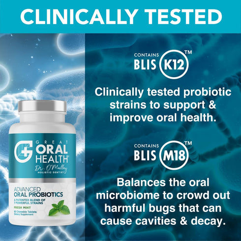 Oral Probiotics for Bad Breath Treatment, Dentist Formulated with BLIS K12 M18, 60 Chewable Tablets