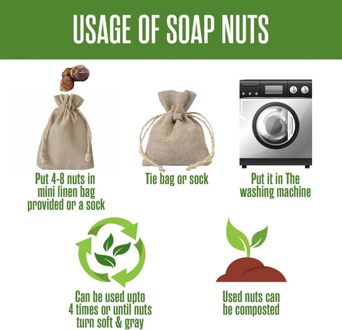 NaturalThings Organic Soap Nuts, Eco-Friendly Laundry Soap (125 Loads + 1 Wash Bag)