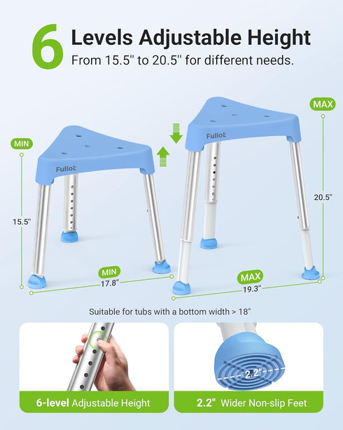 400 lbs Space-Saving Triangular Shower Chair for Elderly and Disabled, FSA/HSA Eligible Adjustable Shower Stool Seat