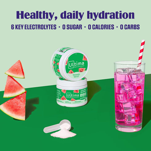 Ultima Replenisher Daily Electrolyte Powder Drink Mix – Sugar Free – Watermelon, 30 Servings, Hydration Powder with 6