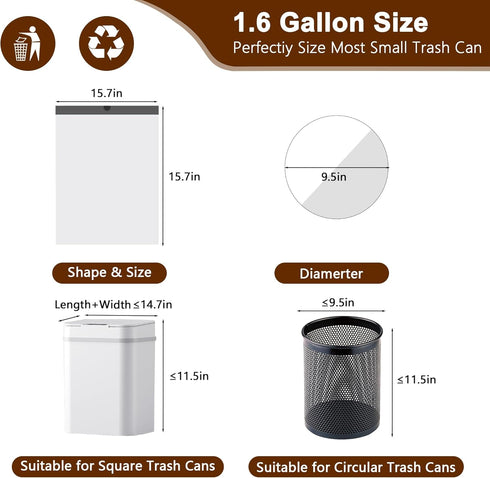 WOWSOLID 360 Count 1.6 1.2 4.5-8 1.2-2 Gallon Mini Drawstring Trash Bags, Mil Thick Small Garbage Bags by , Fit Liners