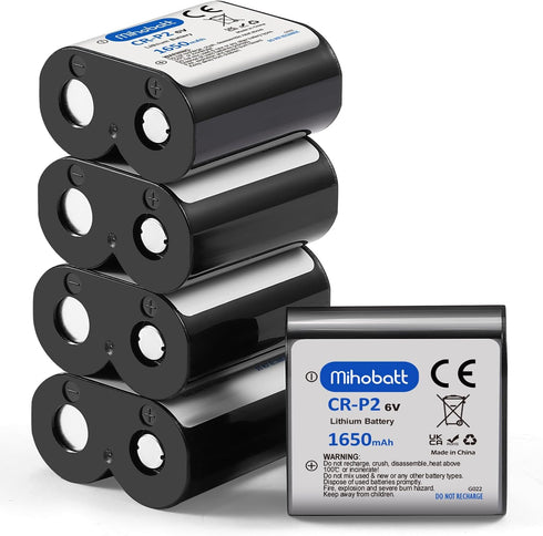 Mihobatt 5-Pack CR-P2 Battery, 6V 1650mAh Lithium Replacement for 223A, DL223A, EL223AP, and