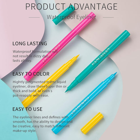 Liquid Eyeliner, Sky Blue Long-lasting Colored Eyeliner, Waterproof High-pigmented Eye Makeup, 1PC