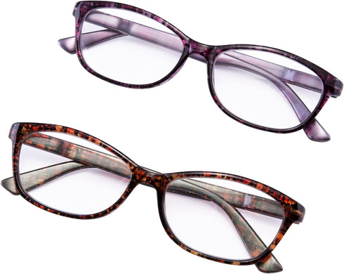 EYEGUARD 2 Pairs Reading Glasses for Women, Ultra Clear Spring Hinge Readers, +3.00