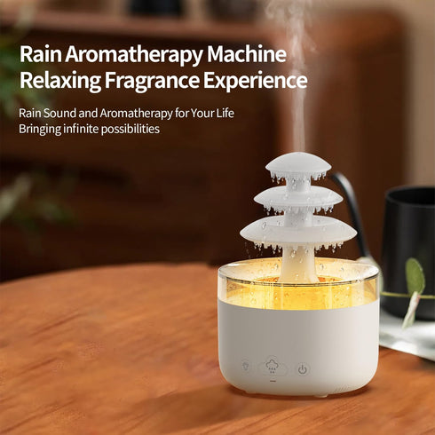 ZORIC 7-Color Office(500ml) Cloud Rain Humidifier & Essential Oil Diffuser with LED Mood Lights, White Noise Rain
